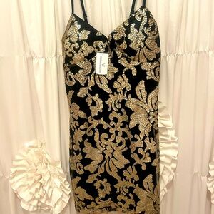 Windsor Elegant Black and Gold Women's Dress🌸